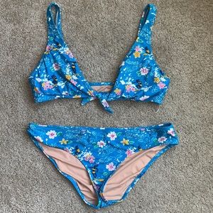JCREW Aloha Tie Front Bikini (top and bottom)